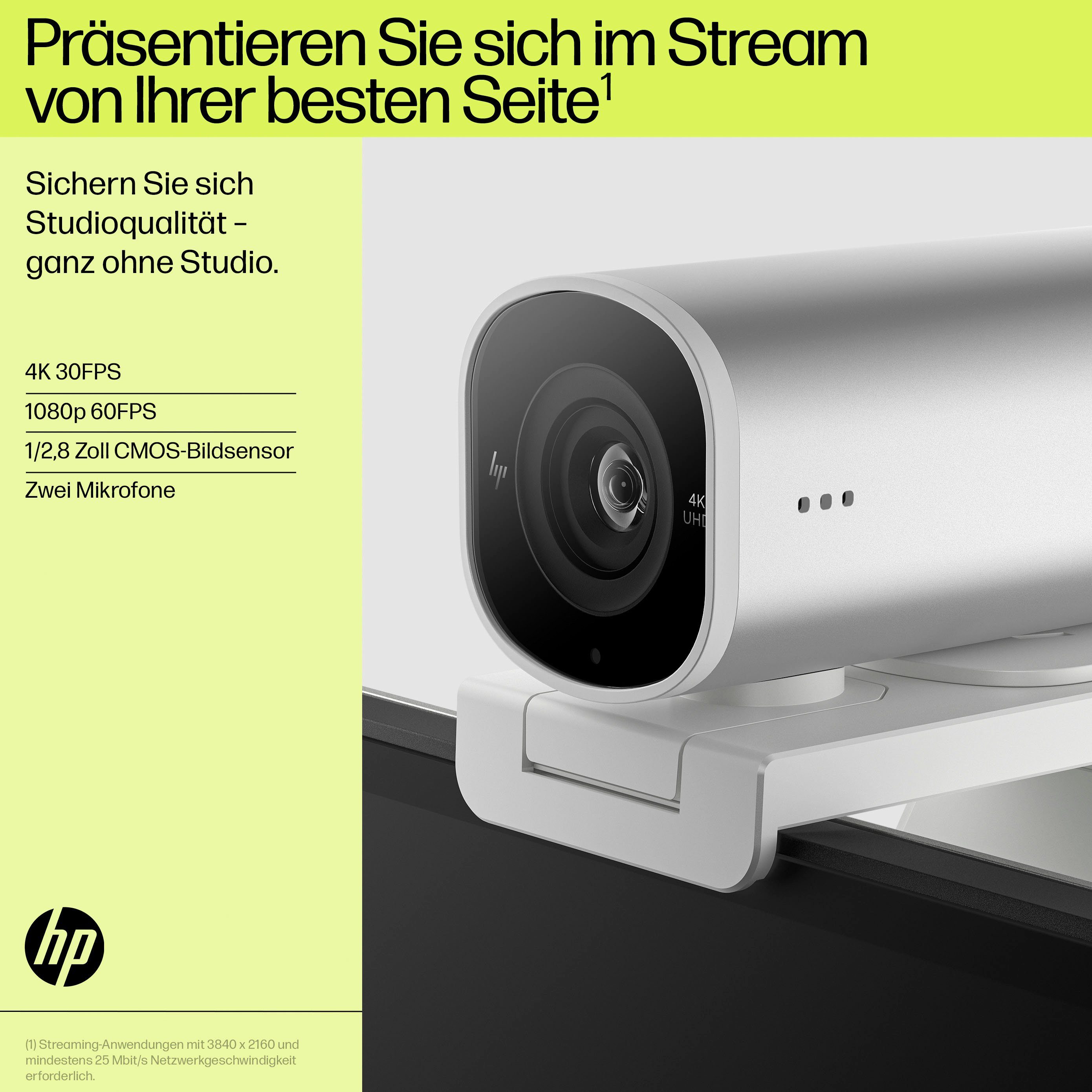 HP 960 4K Webcam (4K Ultra HD, 5x opt. Zoom)