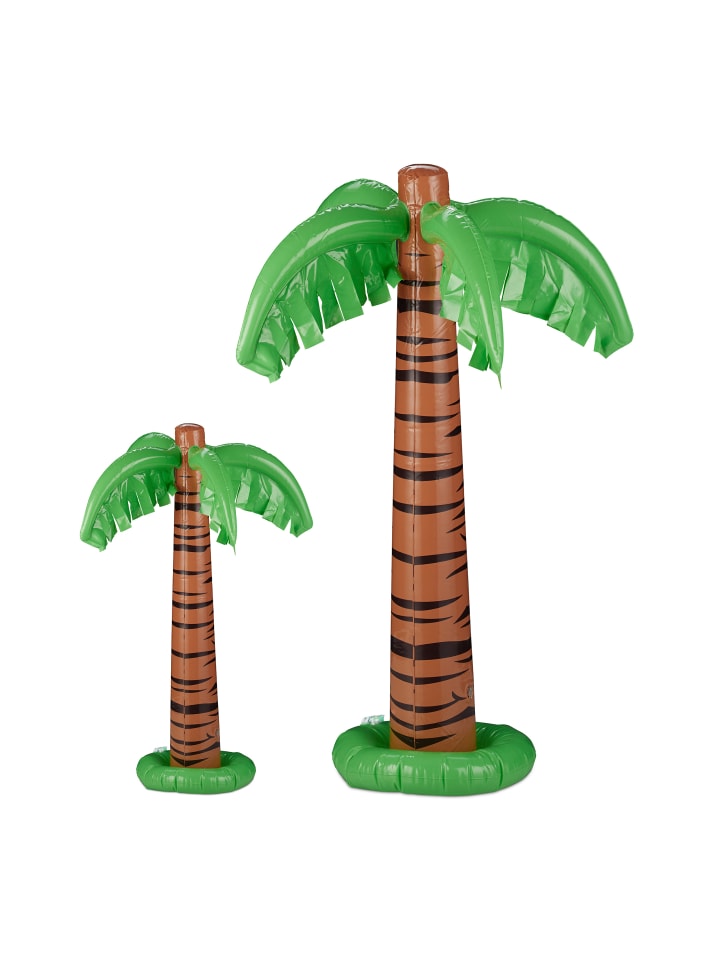 relaxdays 2x Aufblaspalme in Grün/ Braun günstig kaufen onesize