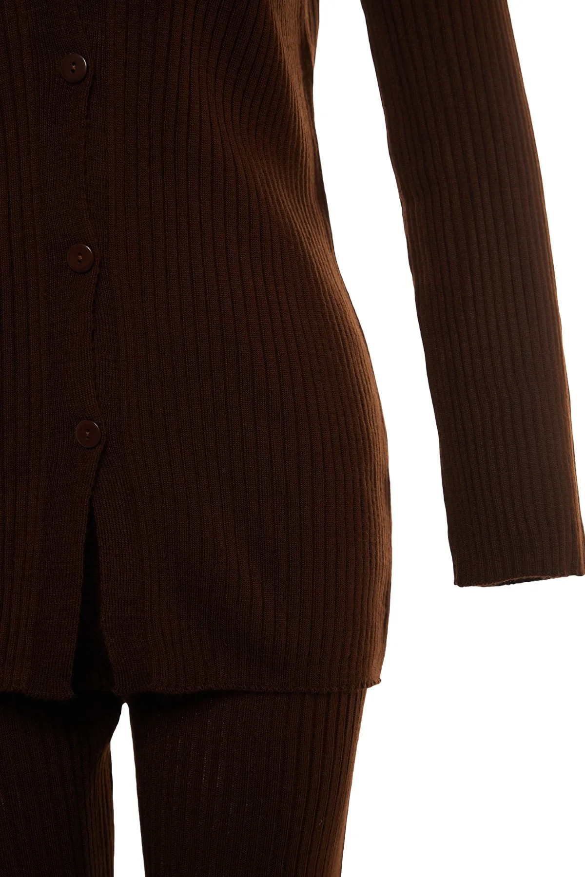 Trendyol Collection  Bitter Brown Basic Strickoberteil und -unterteil-Set mit Polokragen TWOAW23AU00007