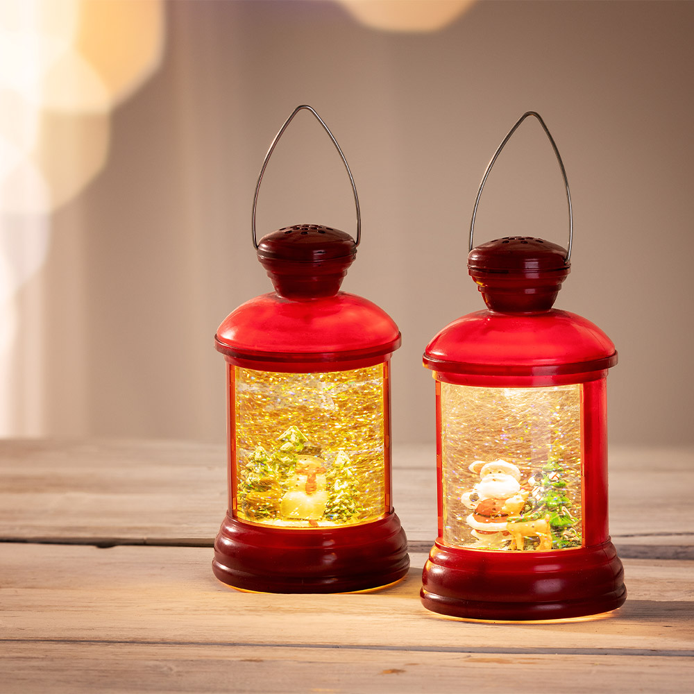 Flower Power LED Schneelaterne LEVI - Weihnachtsmann