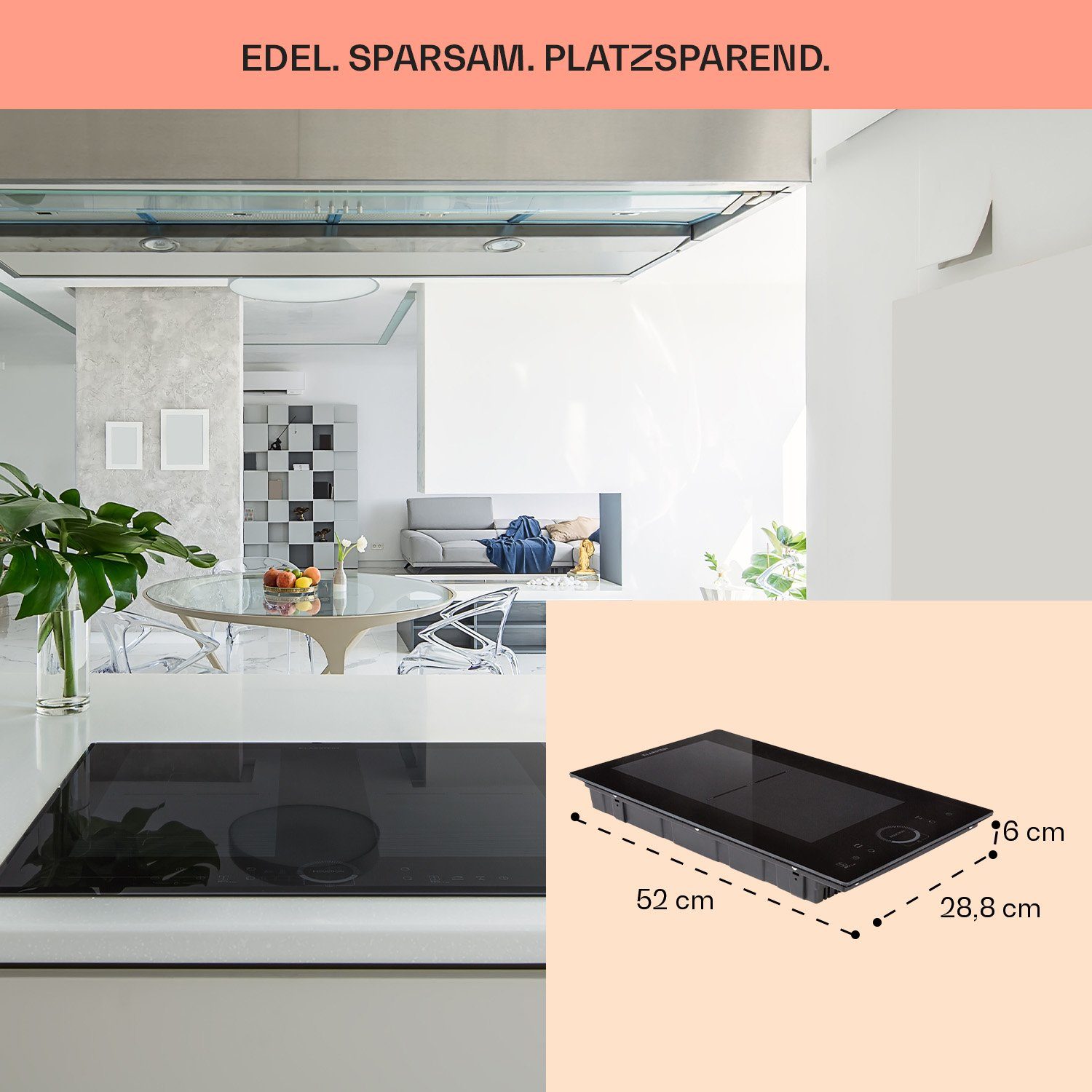 Klarstein Induktions-Kochfeld Delicatessa Slim Domino Induktionskochfeld 3500W Timer schwarz CP4-Delicatessa-Slim, Einbau Induktionsherd 2 Kochfelder Platten Elektro Einbaukochfeld