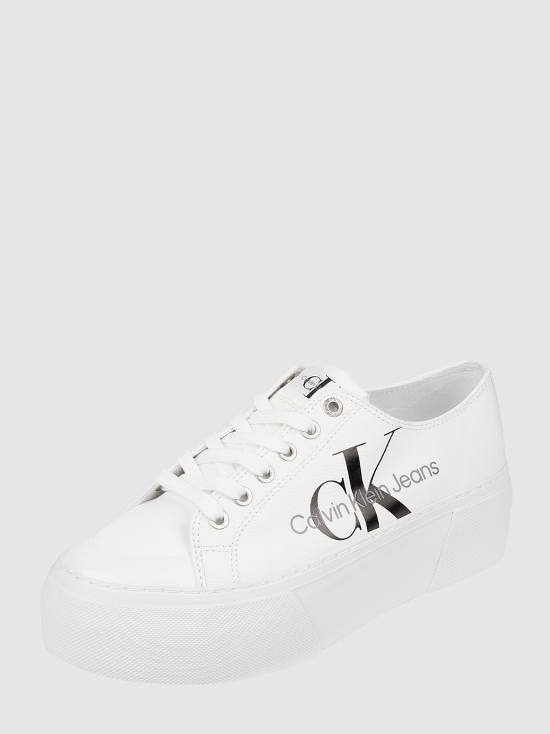Plateau-Sneaker aus Textil in weiss