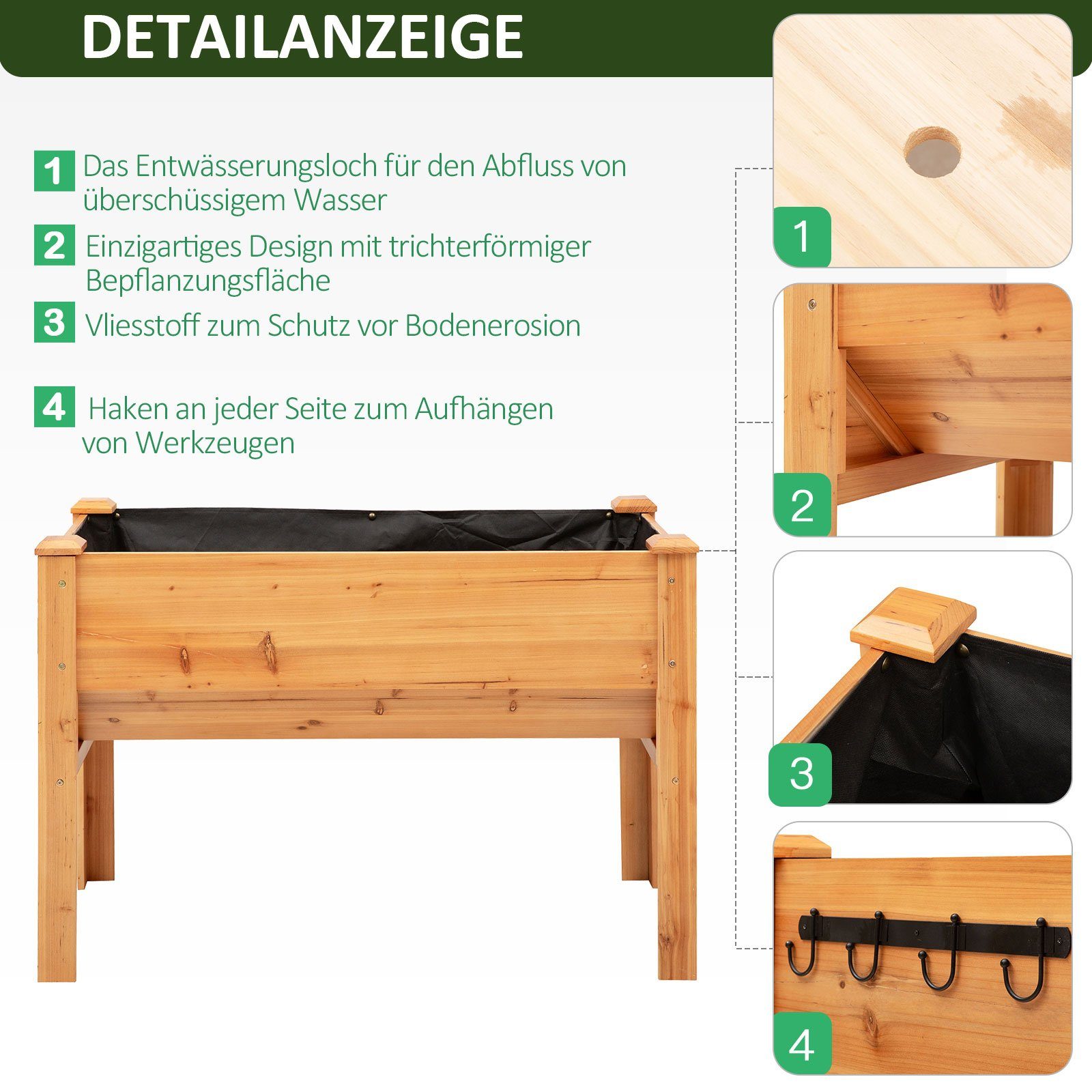Outsunny Hochbeet aus Holz