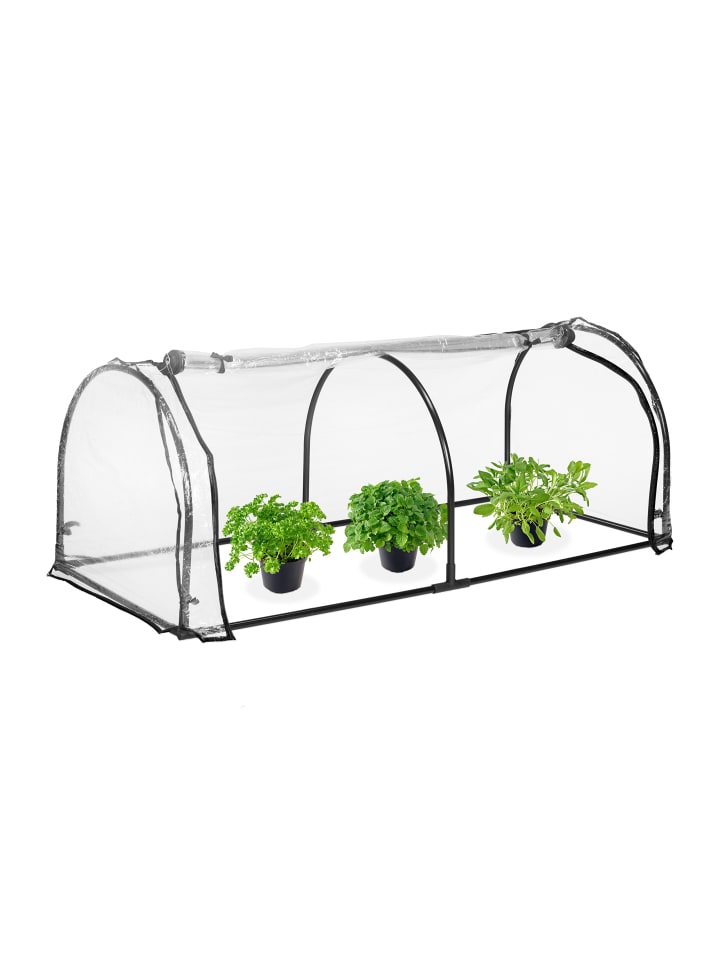 relaxdays Folienfrühbeet in Transparent/ Schwarz - (B)189 x (H)71 x (T)78 cm günstig kaufen onesize