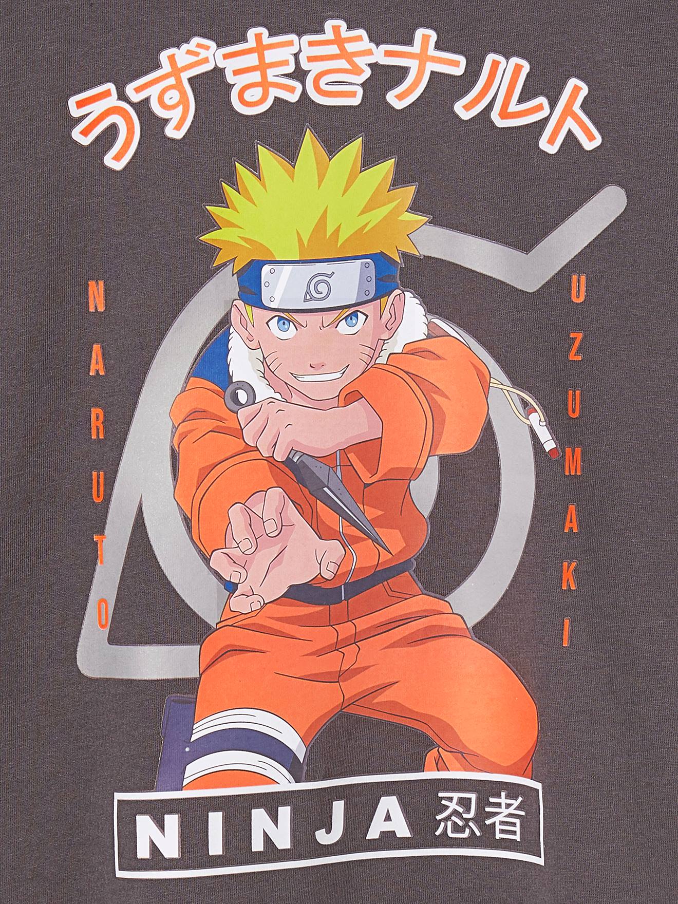 T-shirt manches longues Naruto® Uzumaki garçon gris