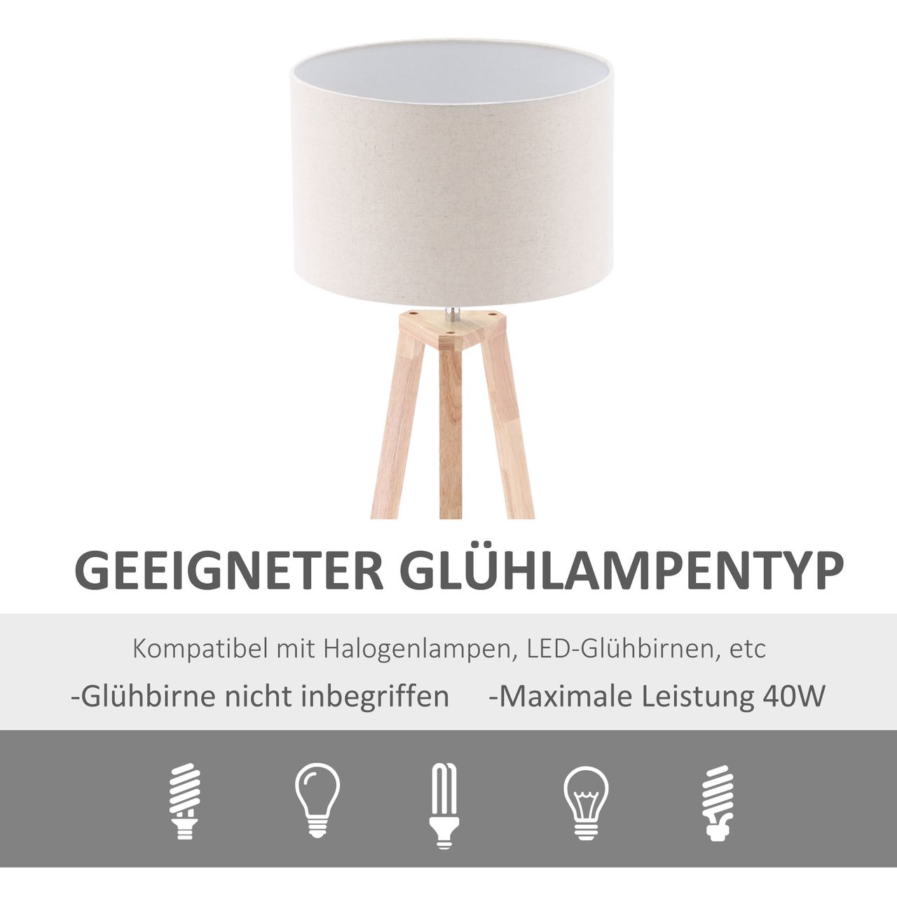 HOMCOM Stehlampe für Wohnzimmer Schlafzimmer Büro Gold/Weiß E27 Sockel