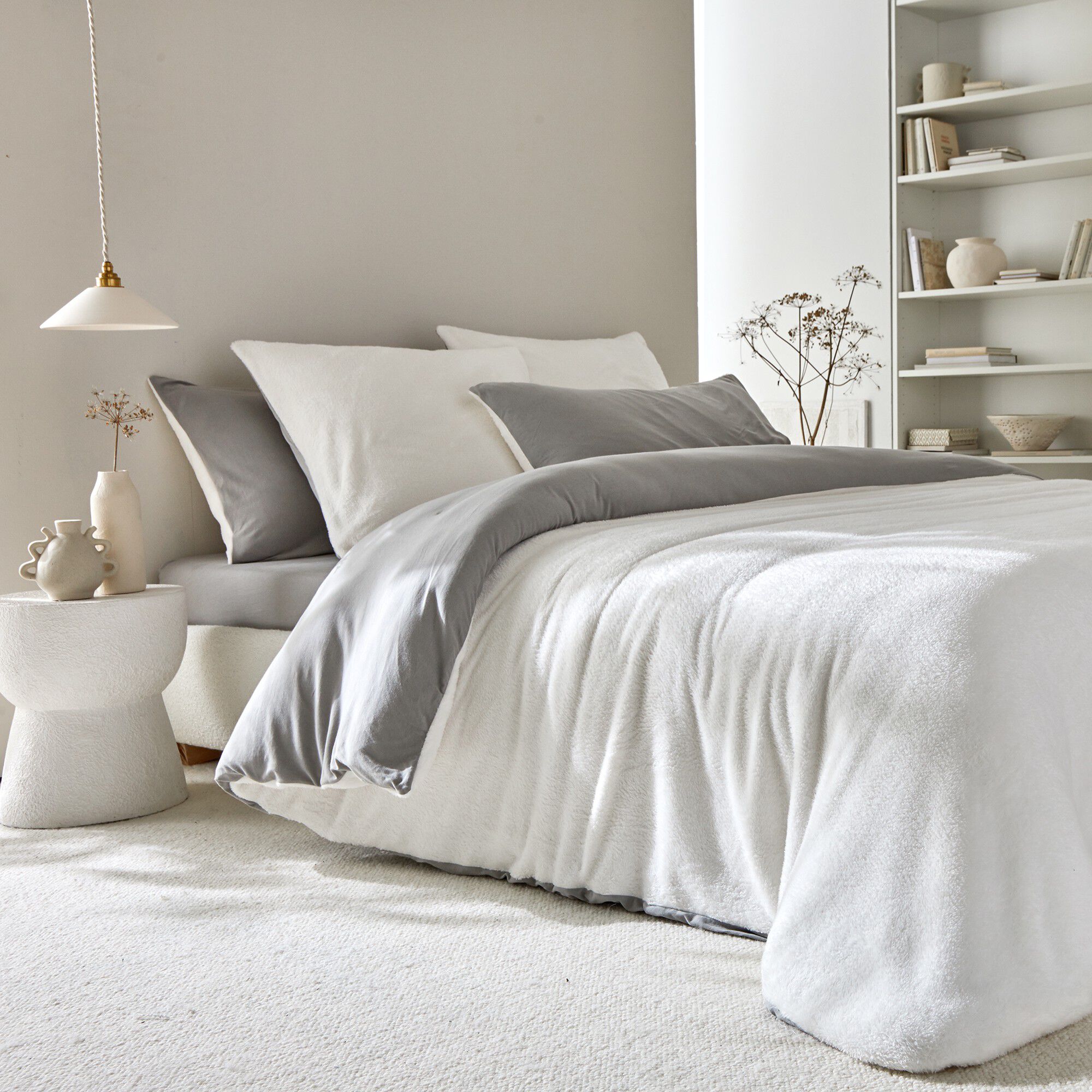 Linge de lit réversible jersey polaire toucher peluche