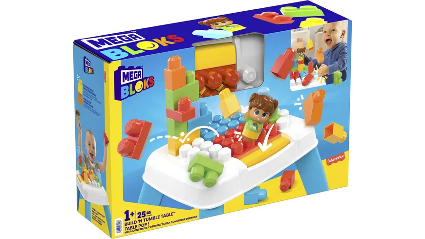 MEGA BLOKS Bauset Bau- und Purzeltisch mit 2 Purzelfunktionen