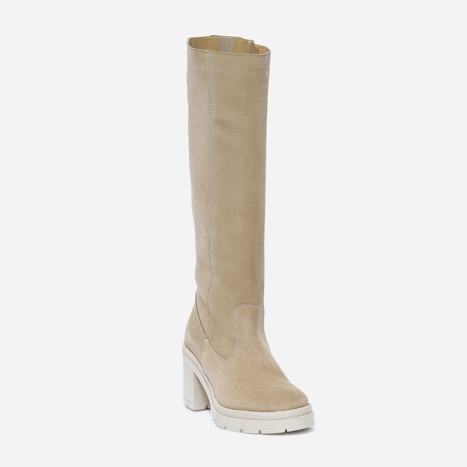 Botte TEXTO beige éco-conçue en cuir velours