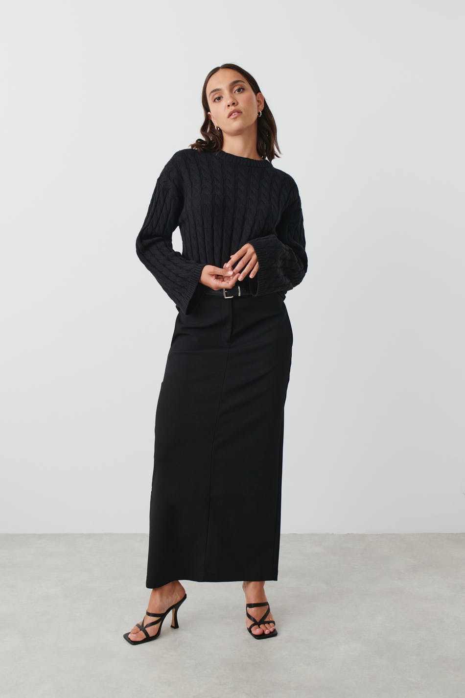 Knitted cable sweater