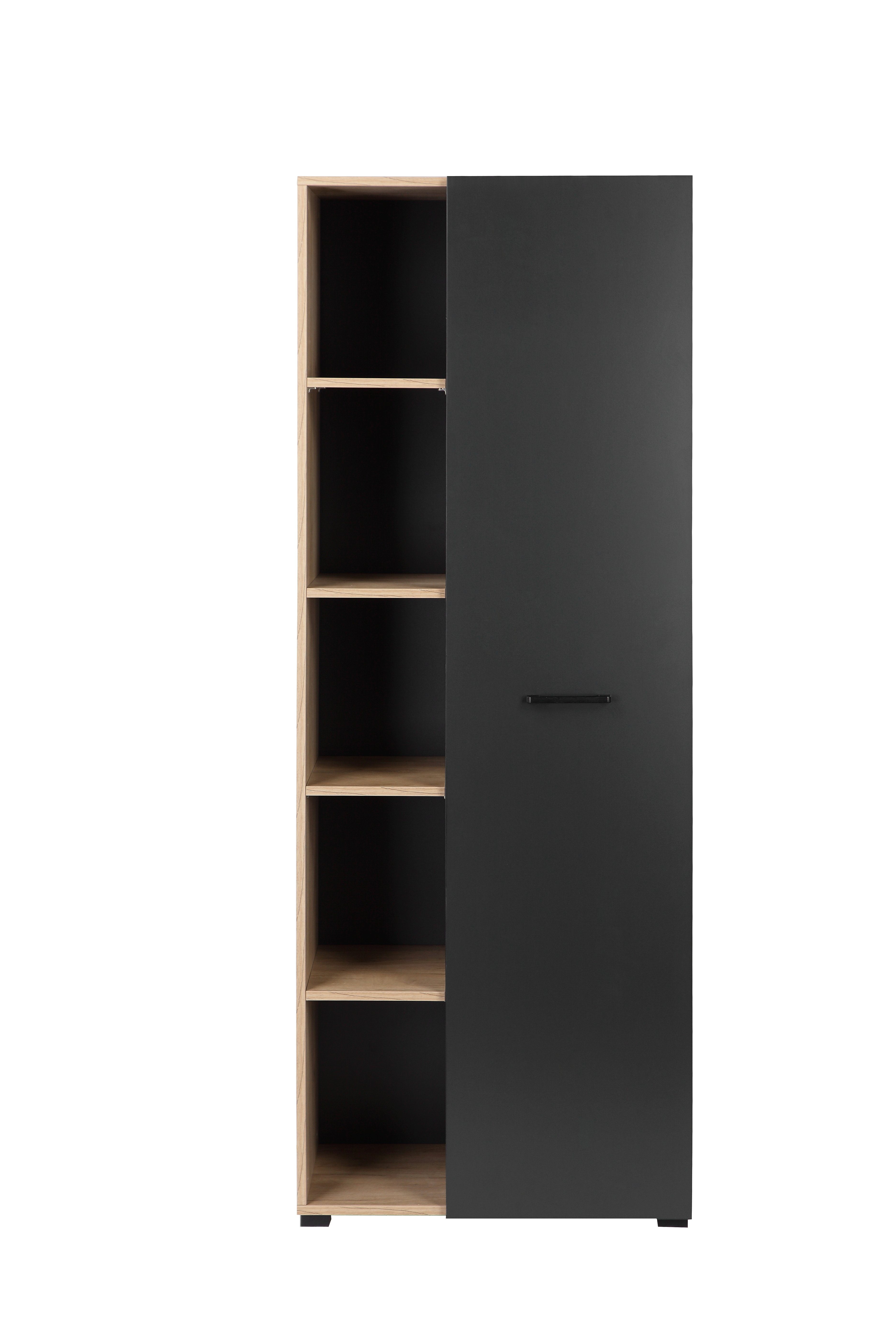 Places of Style Aktenschrank Moid, moderner Mehrzweckschrank, Maße: 64,5x41,5x175 cm, 5 Fächer mit viel Stauraum