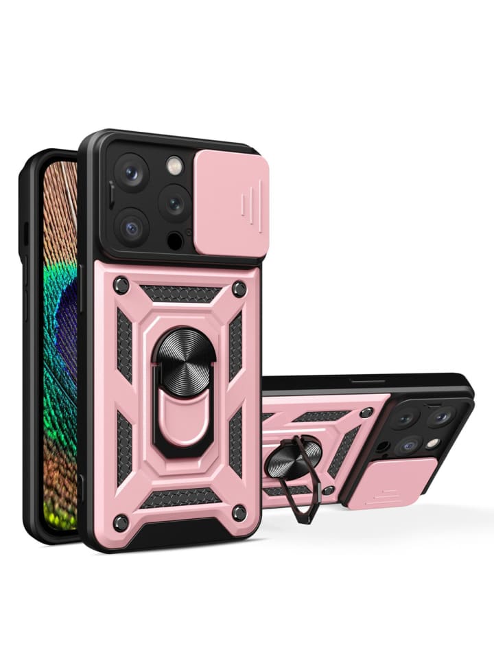 COFI 1453 Hybrid Armor Camshield Bumper Handyhülle Hülle mit Ring kompatibel mit in Rosa günstig kaufen S