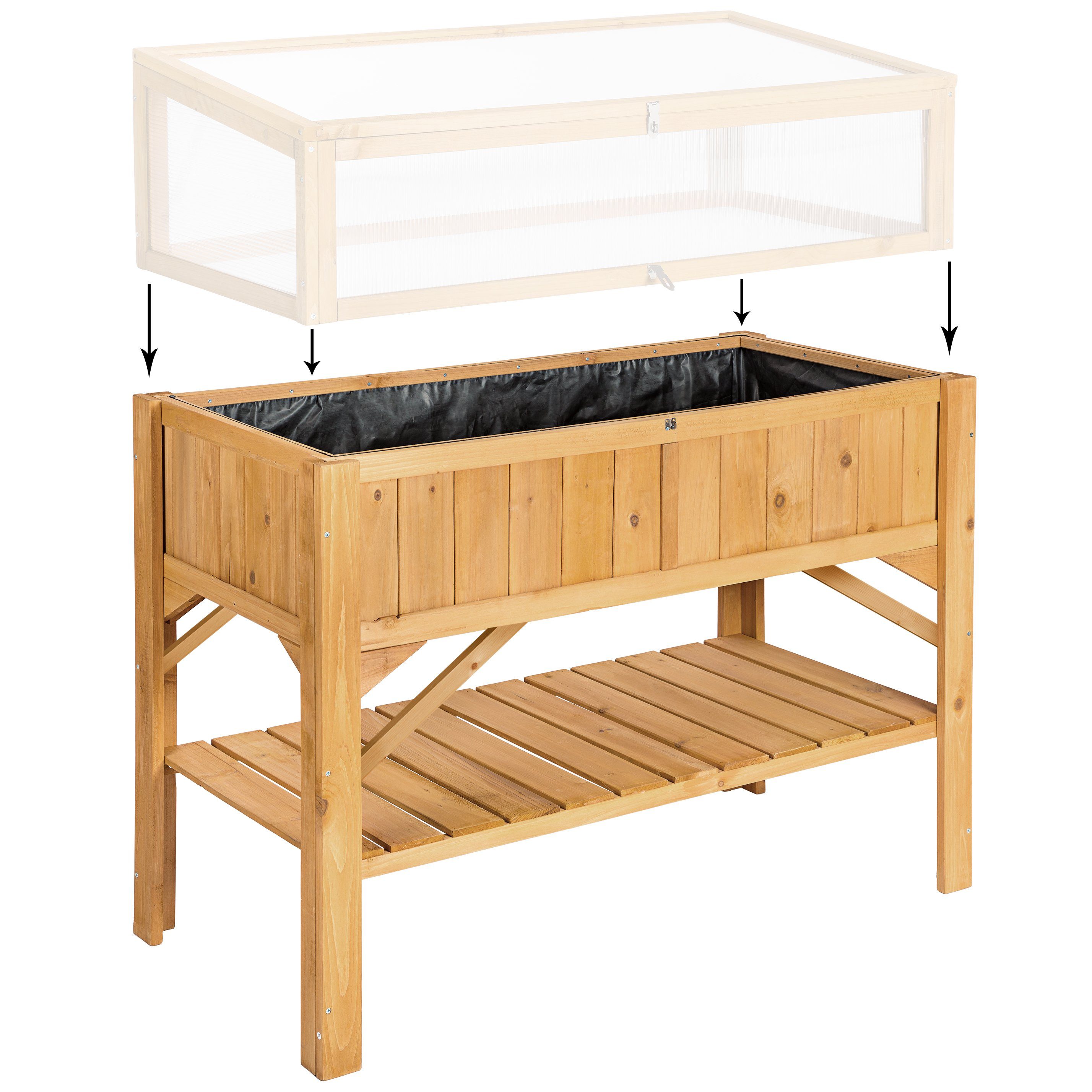 tectake Hochbeet Hochbeet mit Ablage 119x53x90cm