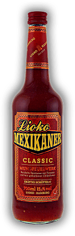 Lioko Mexikaner Classic 15,3% Lioko Mexikaner Classic 15,3% Das Hamburger Szenegetränk. Herzhaftes, alkoholisches Tomatenmixgetränk mit fein gemahlenen Chilichoten 0,7	 Liter - Vol 15,3%