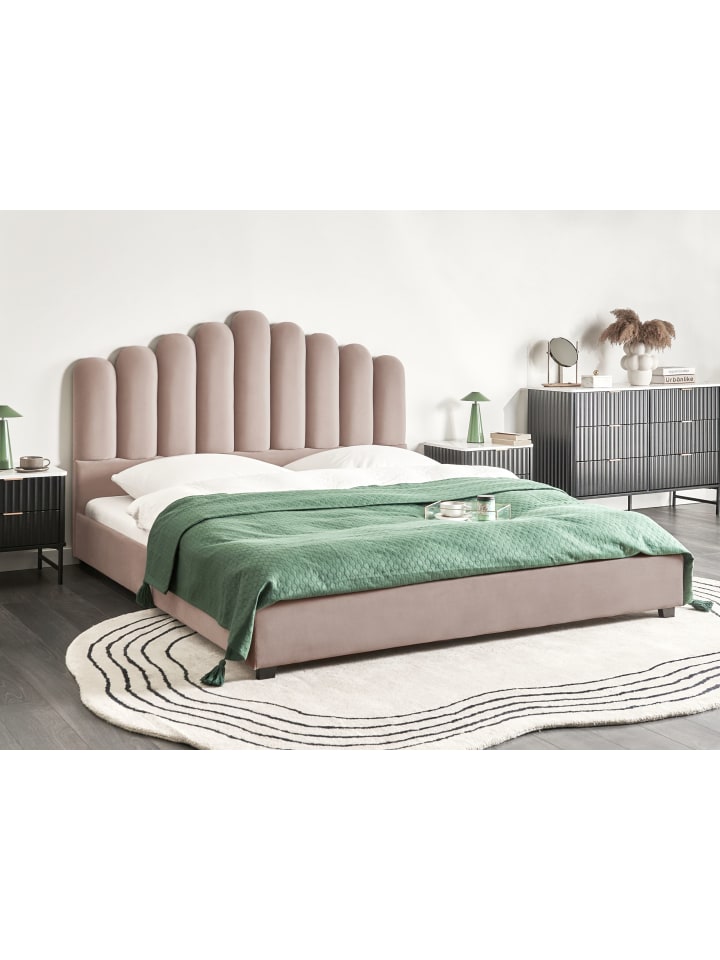 Beliani Doppelbett VINCENNES in Beige/Schwarz - (W) 185 x (H) 124 x (L) 213 cm günstig kaufen onesize