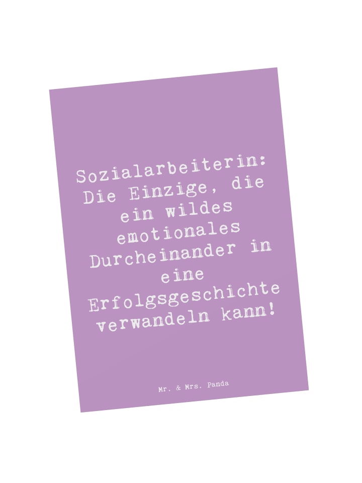 Mr. & Mrs. Panda Postkarte Spruch Sozialarbeiterin Erfolg mit Sp... in Lavendeltraum günstig kaufen onesize
