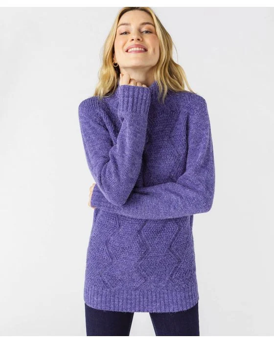 Pull col roulé, maille chinée chaude Thermolactyl