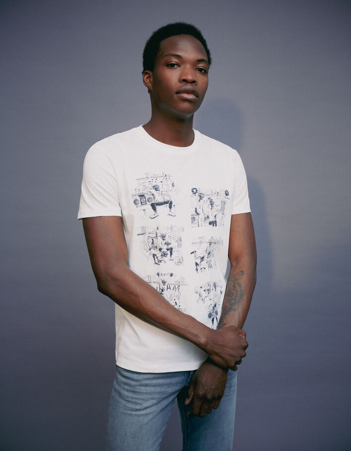 T-shirt blanc bio visuel BD Hip Hop Homme