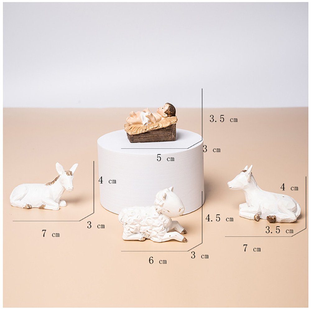 Fanci Home Weihnachtsfigur Weihnachtskrippe W4 (Weihnachtsdeko, 9 St., ca. 19cm Krippenzubehör aus Harz), Handbemalte Krippe heilige Familie Advent Dekoration