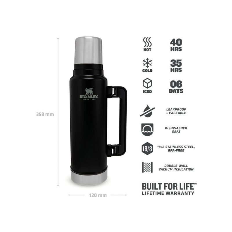 Stanley Thermoflasche, Classic Legendary Bottle Large 1.5qt \/1.4 l Matte Black Pebble