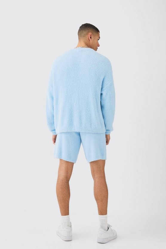 Lockere flauschige Shorts in Hellblau