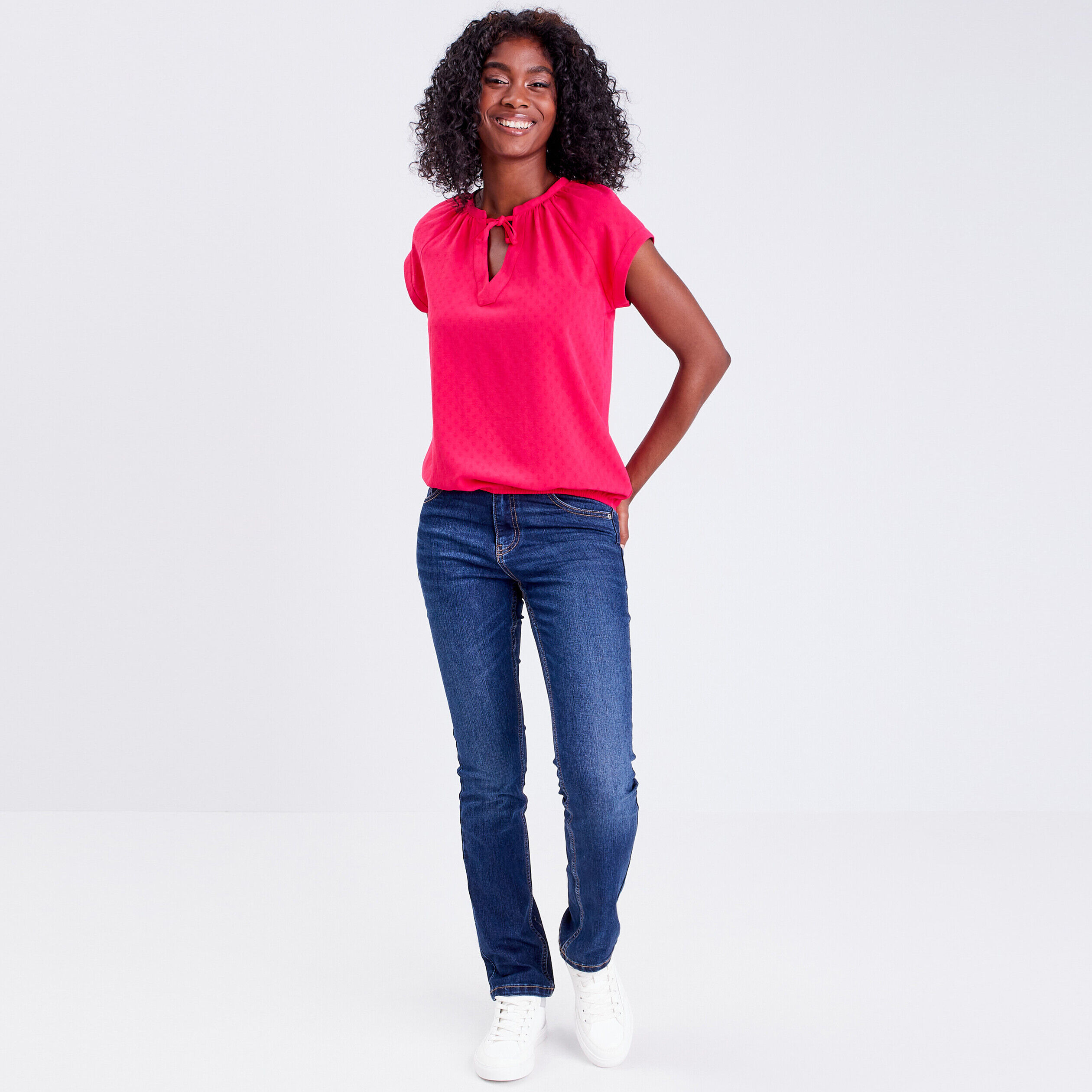 Blouse manches courtes rose vif femme | Cache Cache