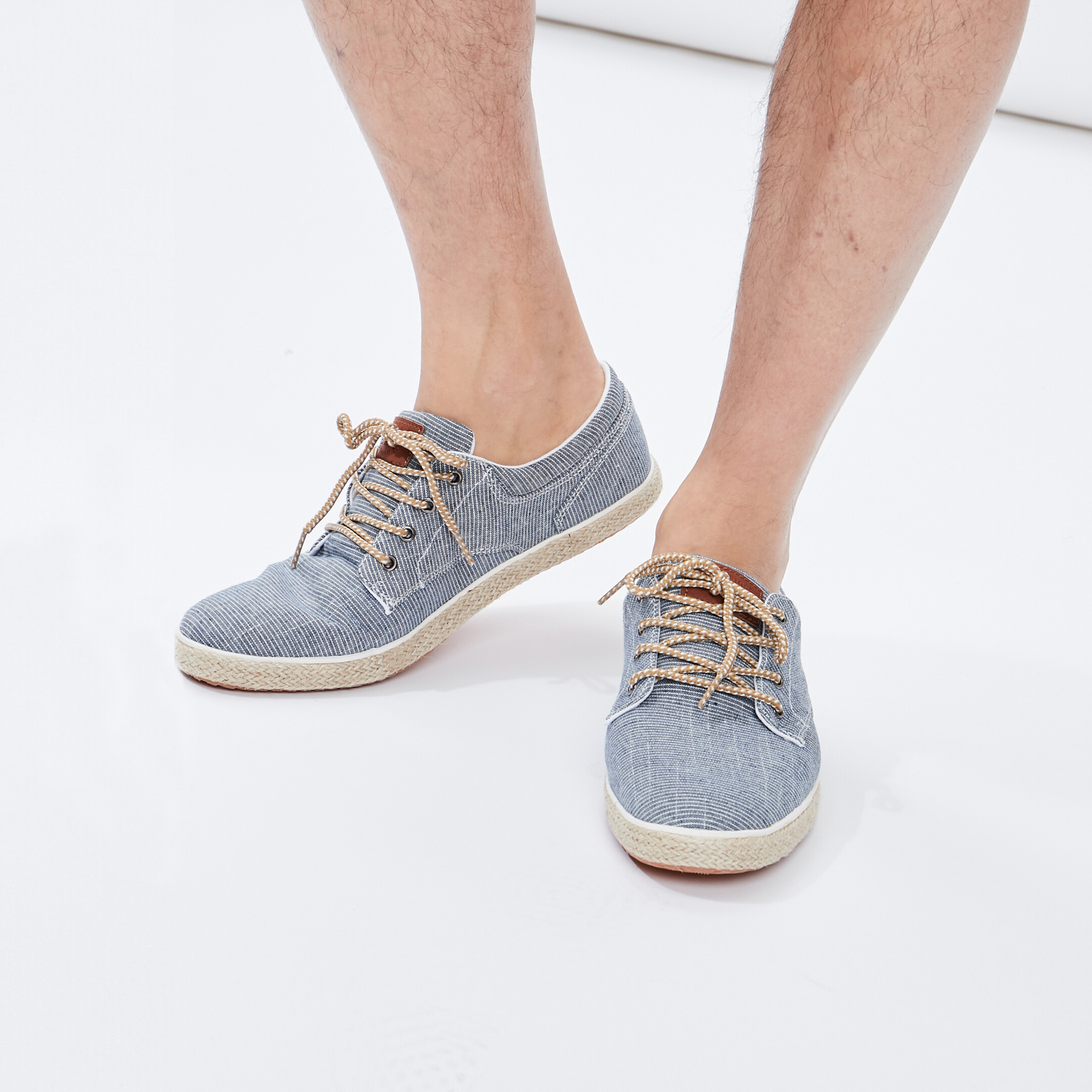 Tennis derbies en toile à lacets bleu homme | La Halle