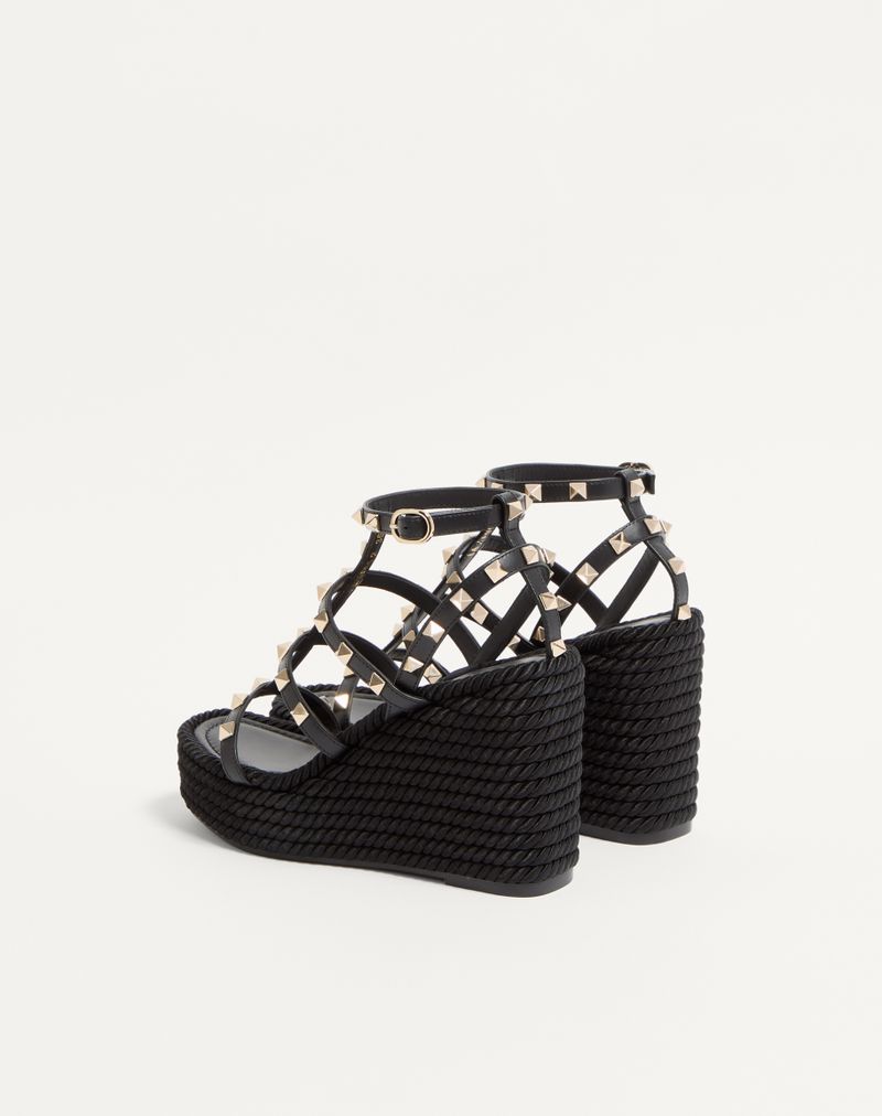 Rockstud kilehæl med 95 mm kalveskindsremme