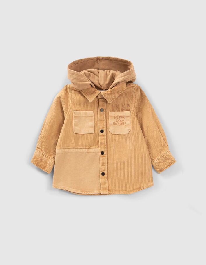 Chemise camel mix matières capuche amovible bébé garçon