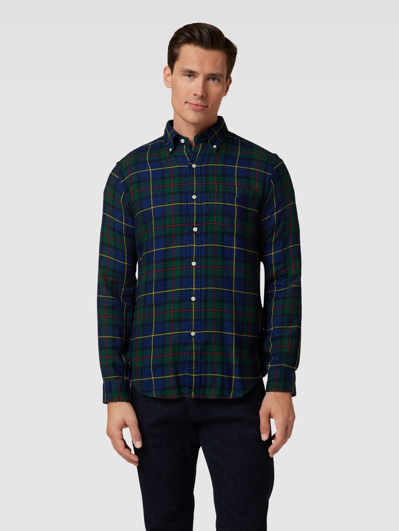 Custom Fit Freizeithemd mit Tartan-Karo in marineblau
