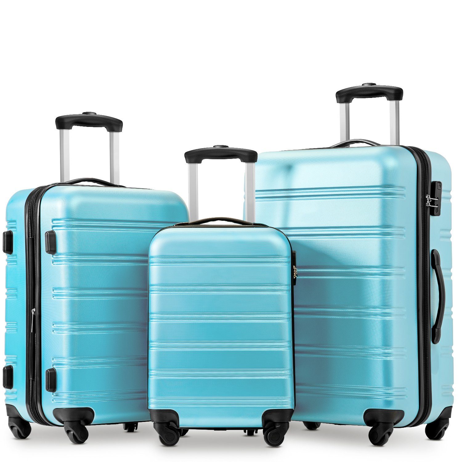 SEEZSSA Trolleyset Hartschalen 3er Kofferset Rollkoffer Reisekoffer Vergrößerbares Gepäck, mit TSA Schloss und 4 Rollen mit Hartschalenkoffer Koffer Set M L XL