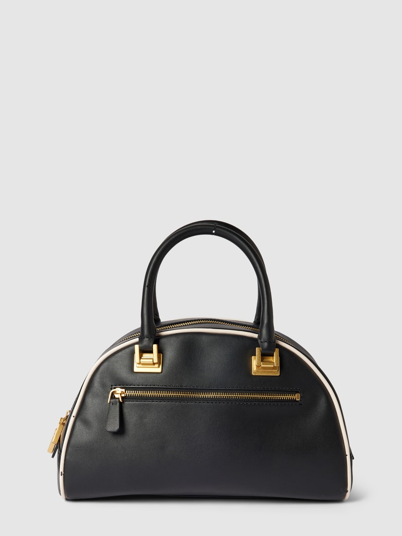 Bowling Bag mit Label-Print Modell 'MILDRED' in schwarz