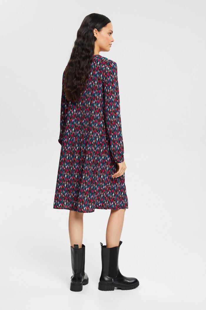 Gemustertes Minikleid aus Viskose mit V-Ausschnitt
