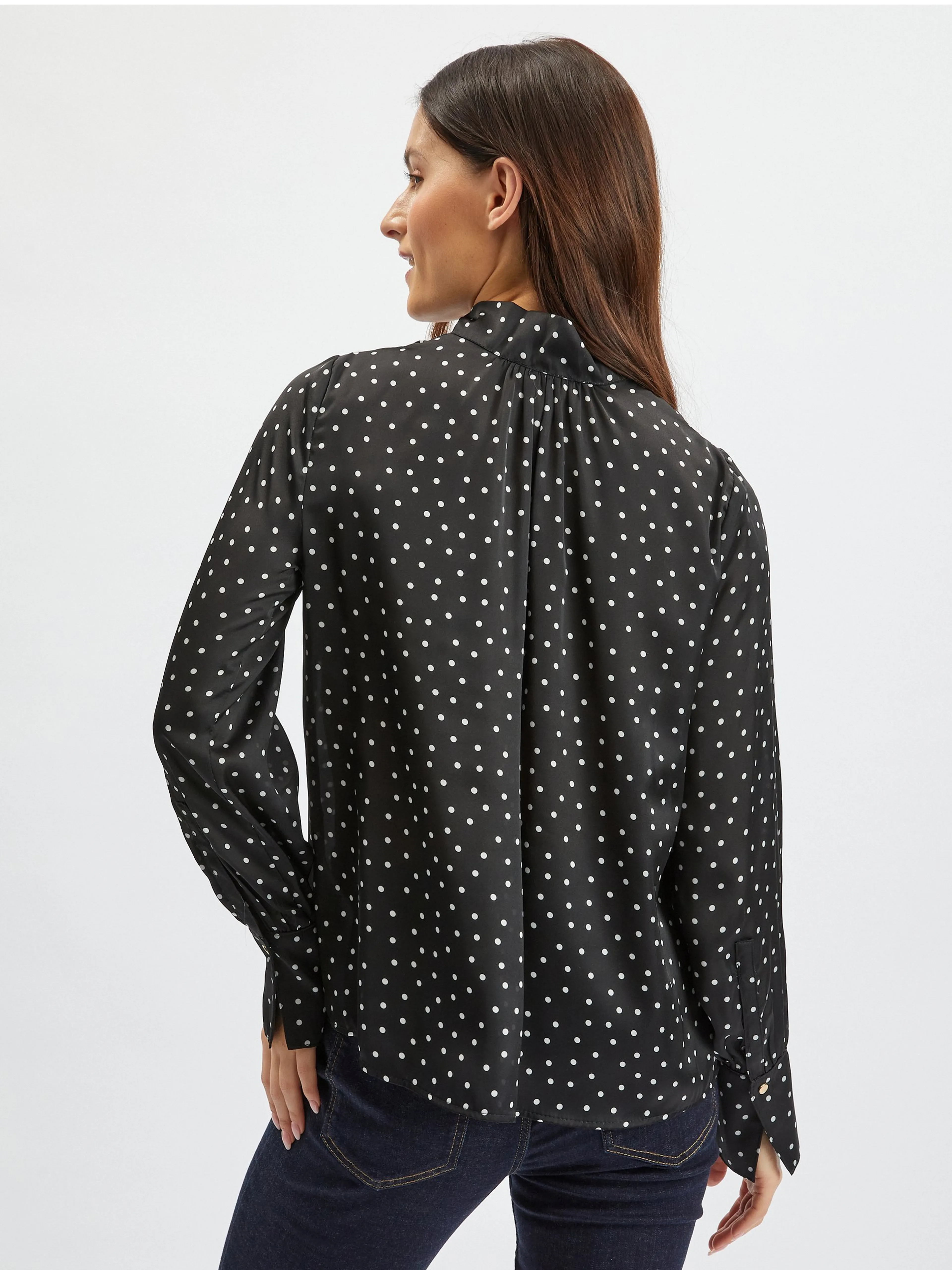Schwarze Damen-Satin-Tupfenbluse ORSAY