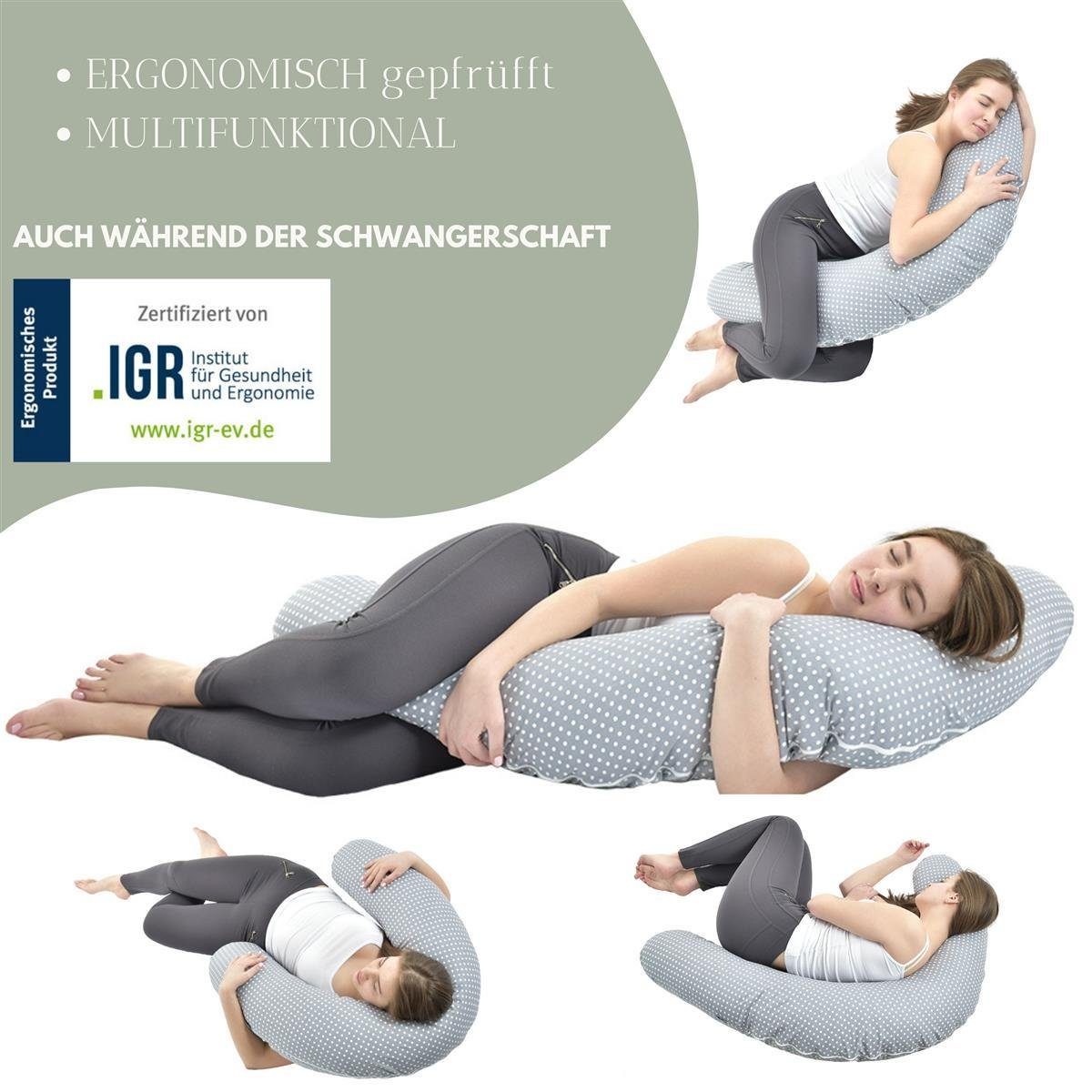 SEI Design Stillkissen Seitenschläferkissen, Babynestchen, Kuschelnest, Schwangerschaftski, Spar-Set, Bezug: 100% Baumwolle