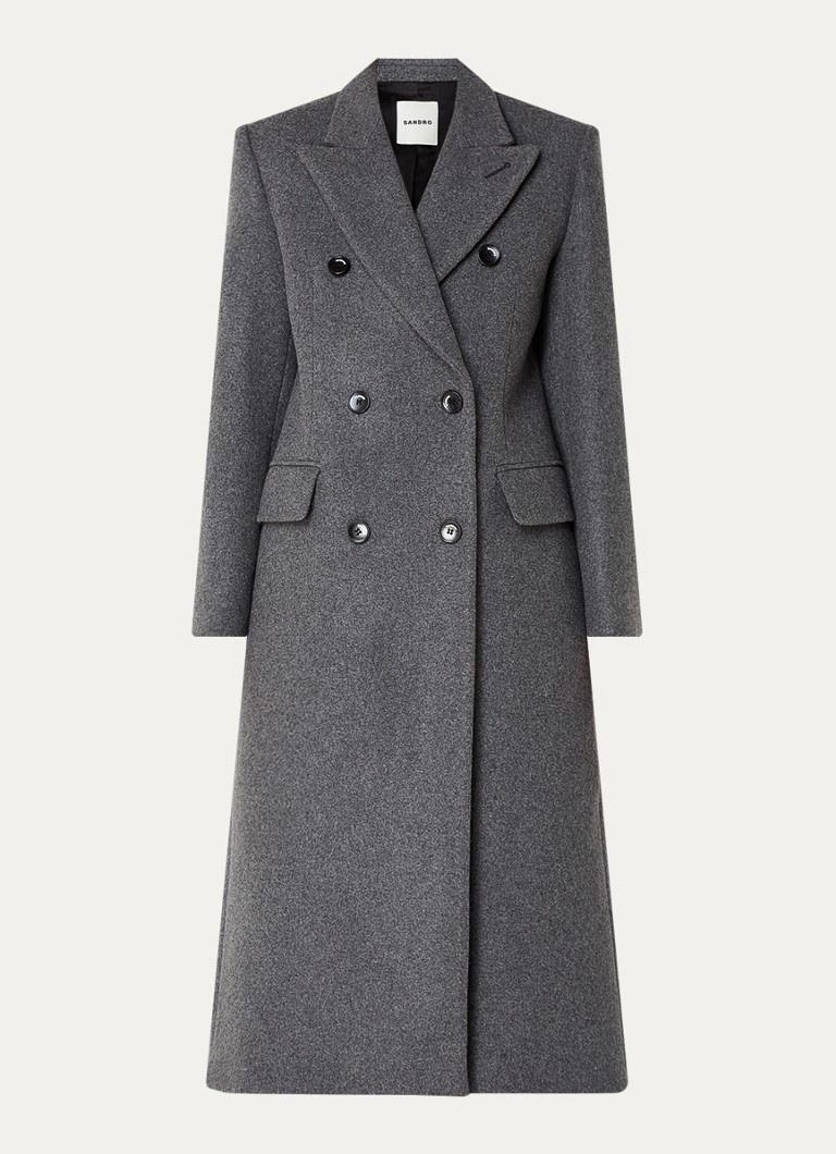 Sandro Double-breasted coat in wool blend with valve pockets