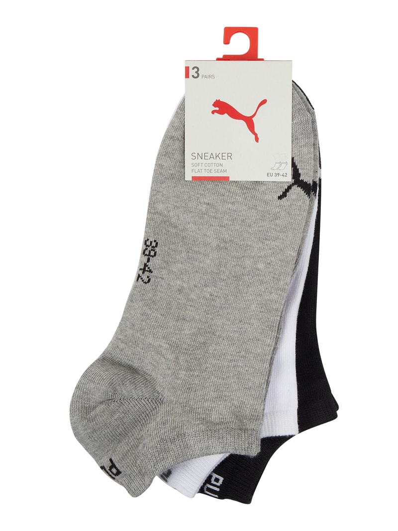 Sneakersocken mit Label-Details im 3er-Pack in mittelgrau