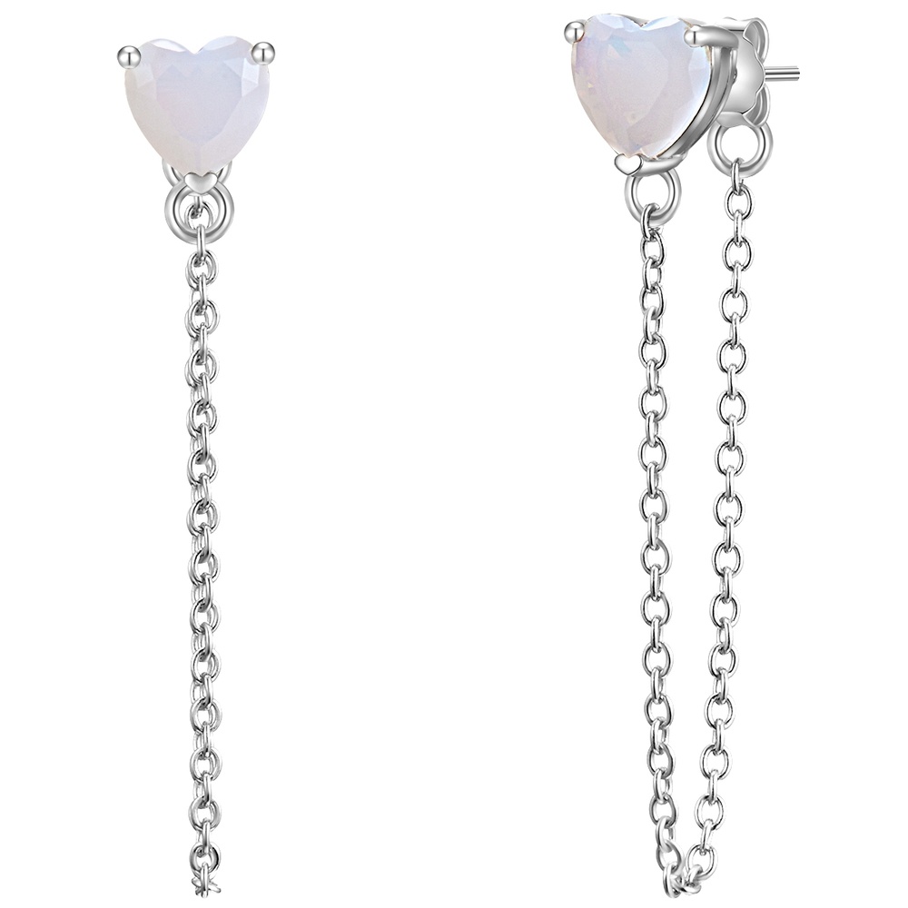 Glanzstücke München Puces d'oreilles en argent Coeur Argent sterling Pierre de lune (synth.) en Argen Boucles d'oreilles