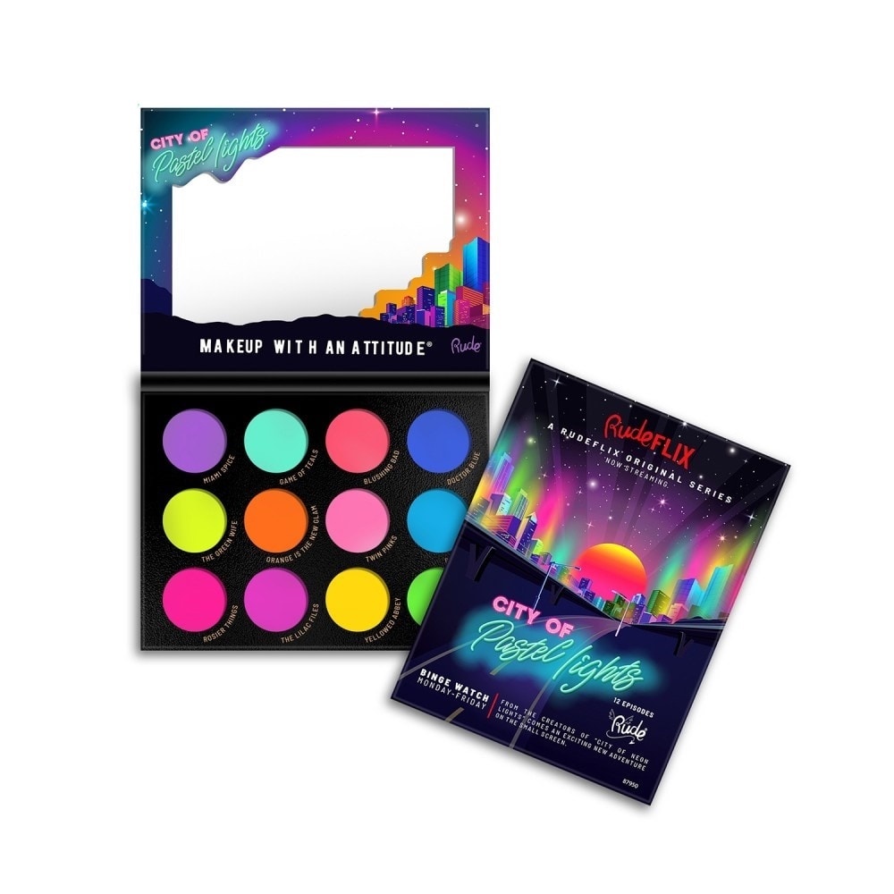 Rude Cosmetics City of Neon Lights 12 Pastel Pignment & Eyeshadow palette Palette fard à paupières