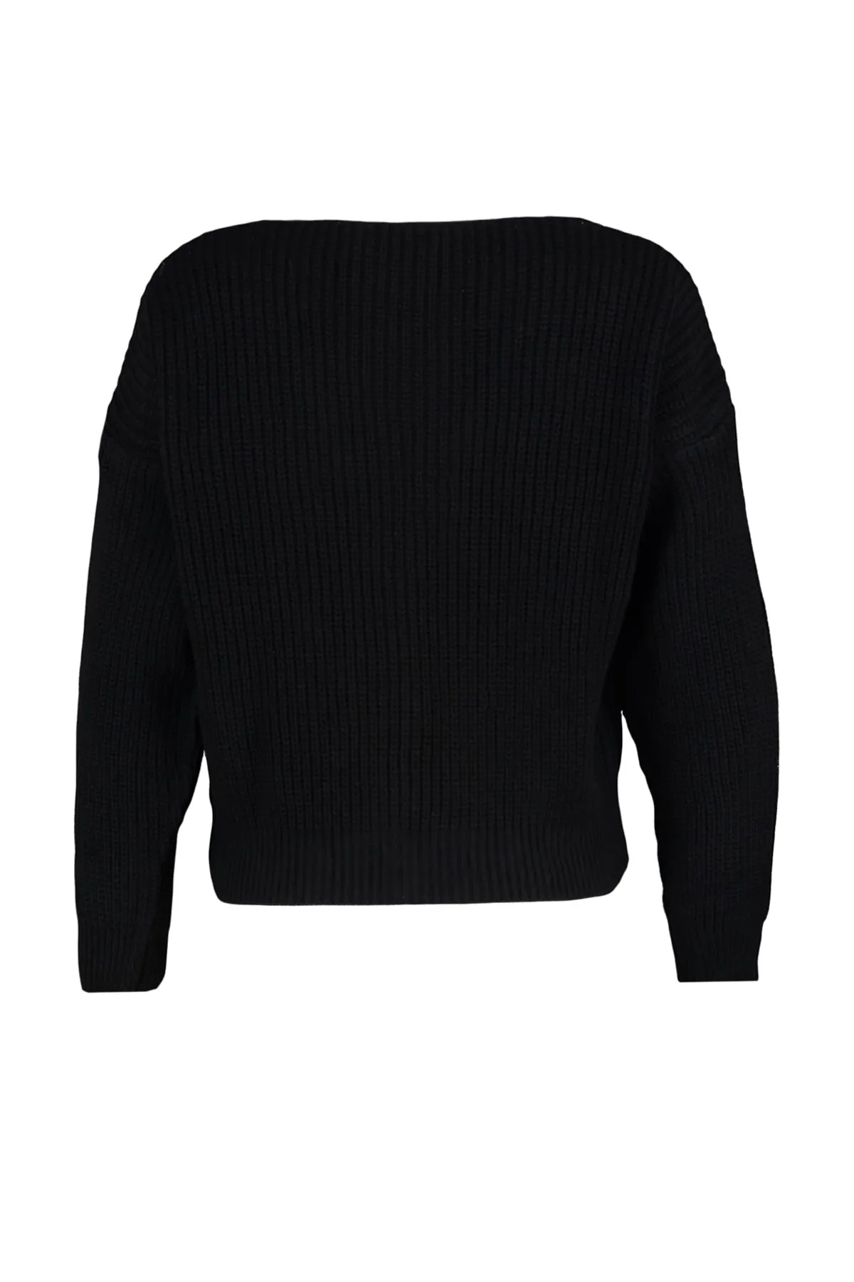 Trendyol Collection  Schwarzer Strickcardigan mit V-Ausschnitt und weiter Passform TWOAW21HI0251