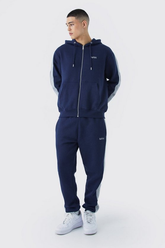 Slim-Fit Original Man Hoodie-Trainingsanzug mit Reißverschluss