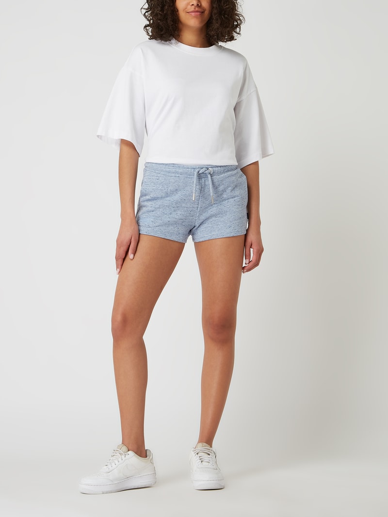 Sweatshorts aus Baumwollmischung in hellblau meliert