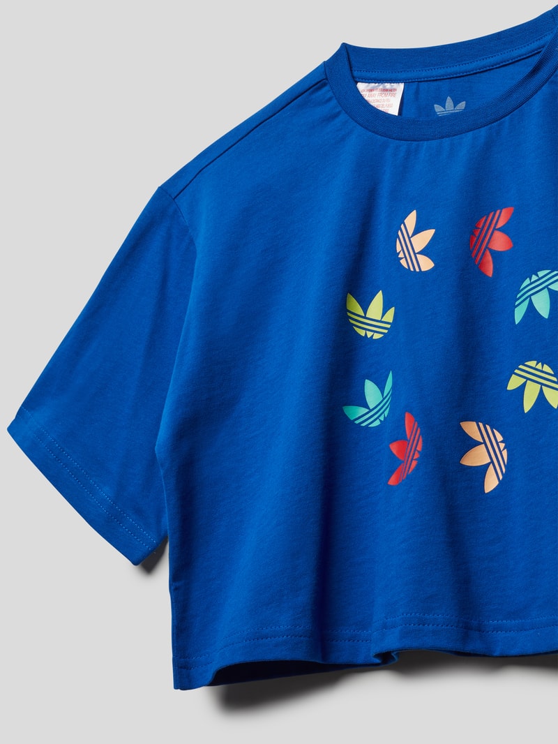 Cropped T-Shirt mit Logo-Prints in royalblau
