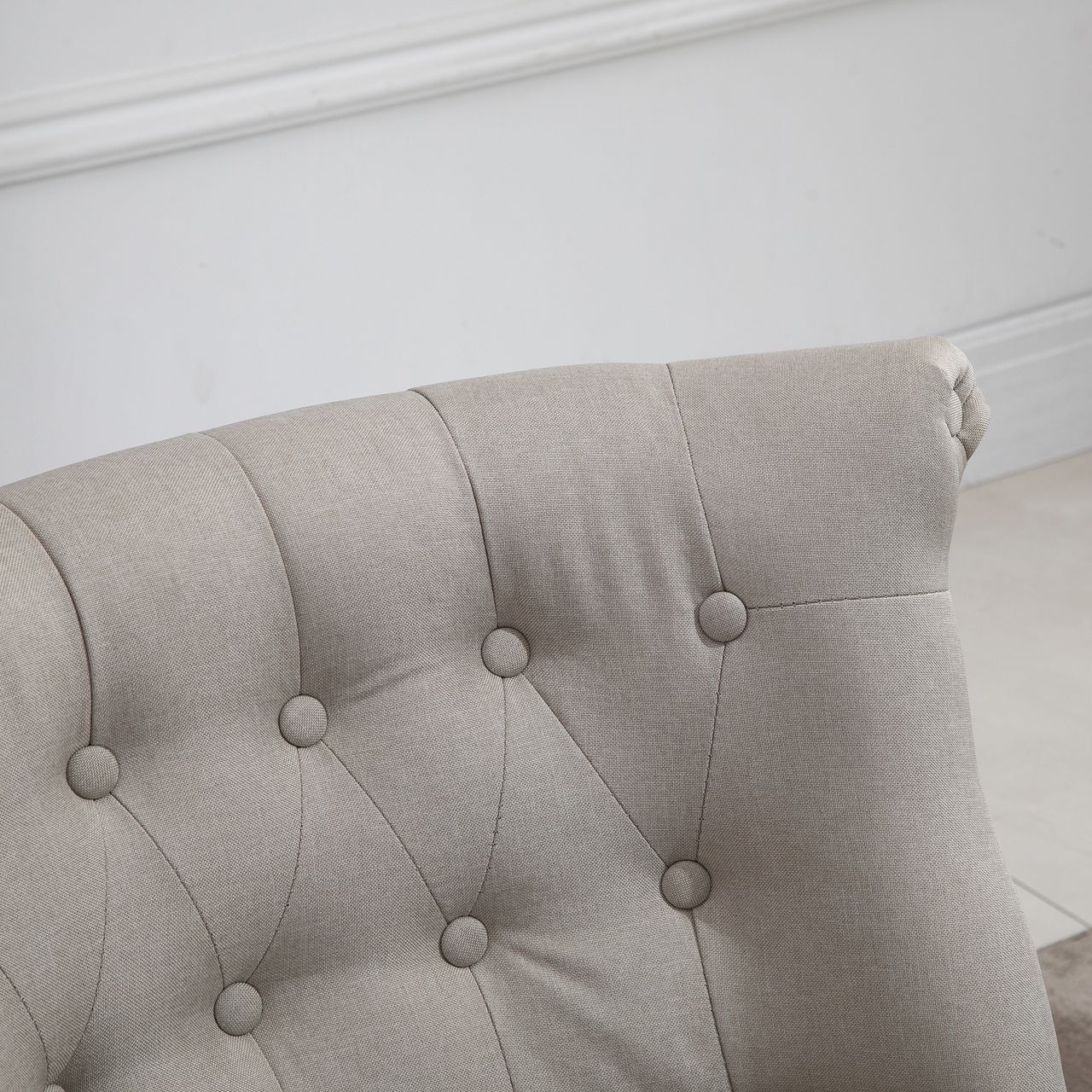 HOMCOM Relaxsessel Vintage Ruhesessel Relaxstuhl Polstersessel Esszimmerstuhl Leinenbezug Holzgestell Beige Schwarz 67 x 67 x 78 cm