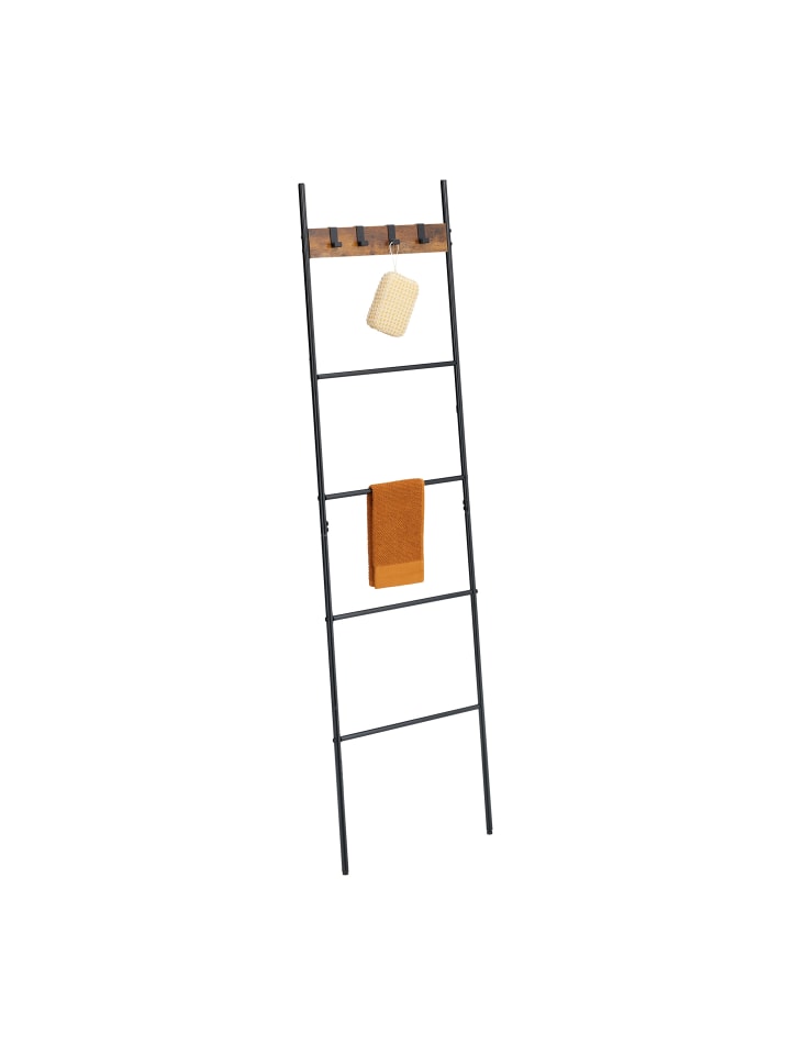 relaxdays Handtuchleiter in Schwarz/ Braun - (B)44 x (H)160,5 cm günstig kaufen onesize