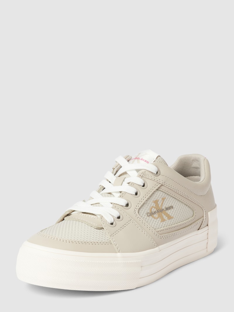 Sneaker aus beschichtetem Leder-Mix Modell 'BOLD' in beige