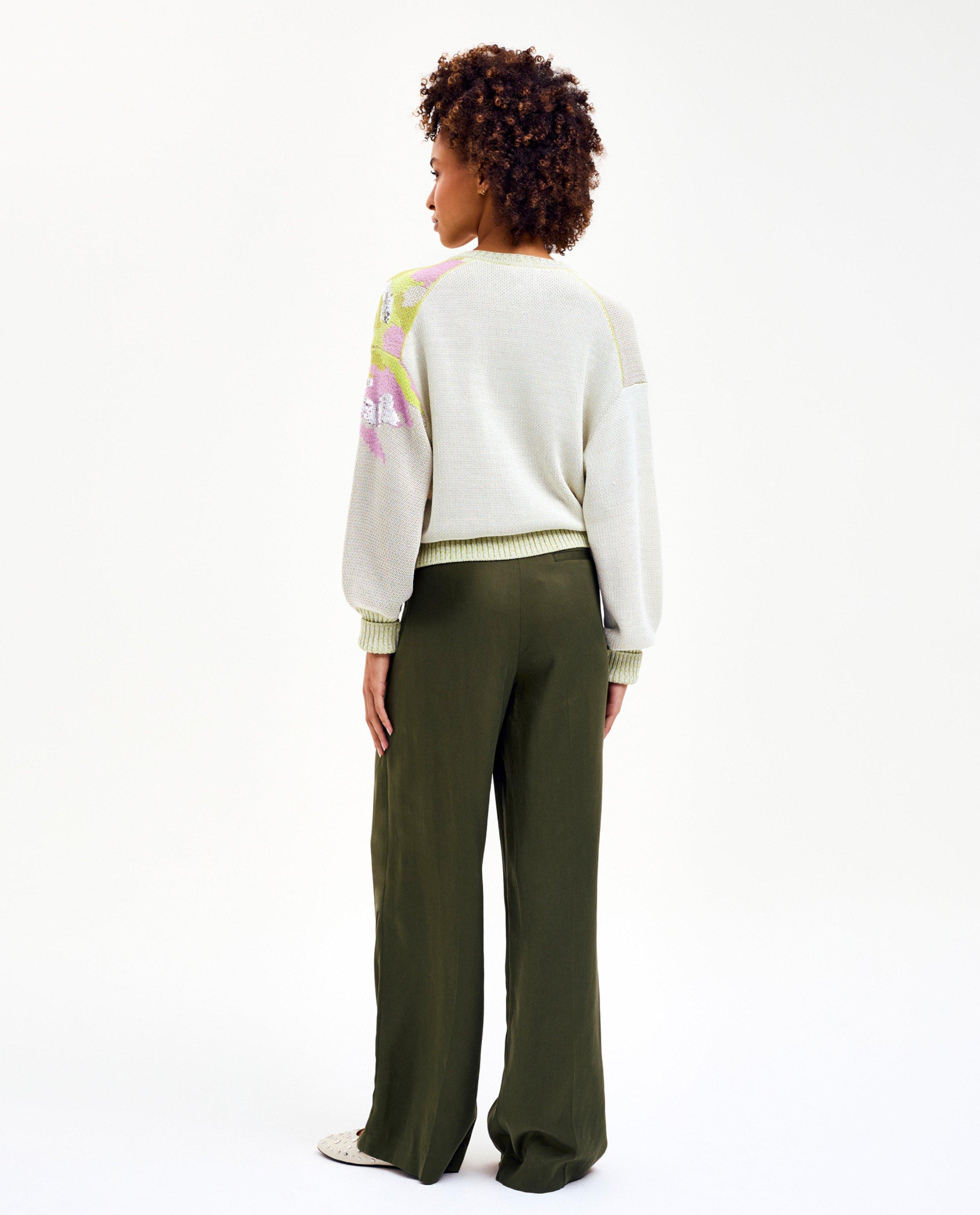 Pantaloni verzi de damă CKS, croială dreaptă, kaki