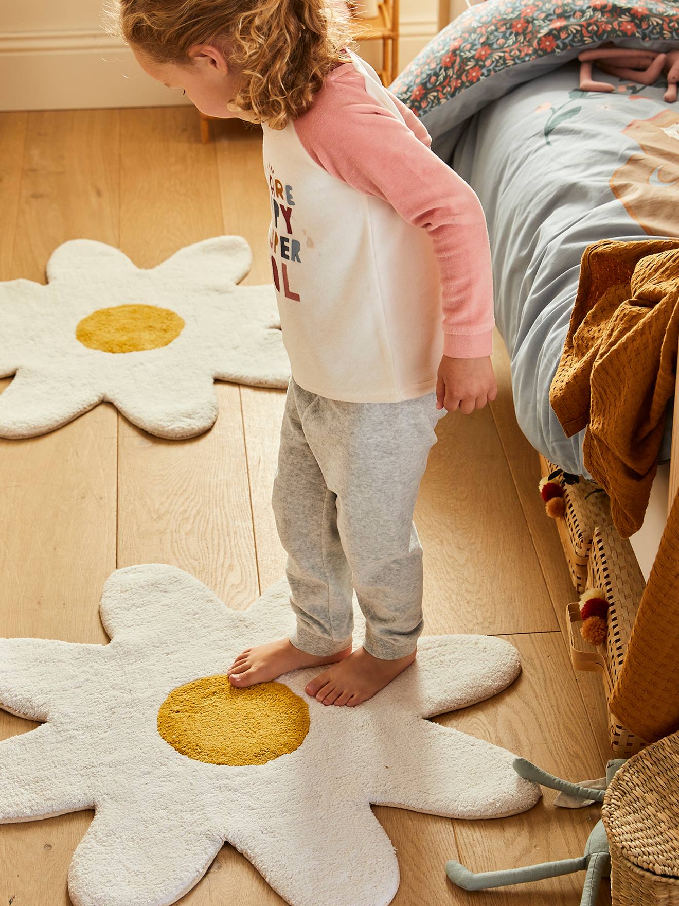 Tapis en éponge Fleur blanc