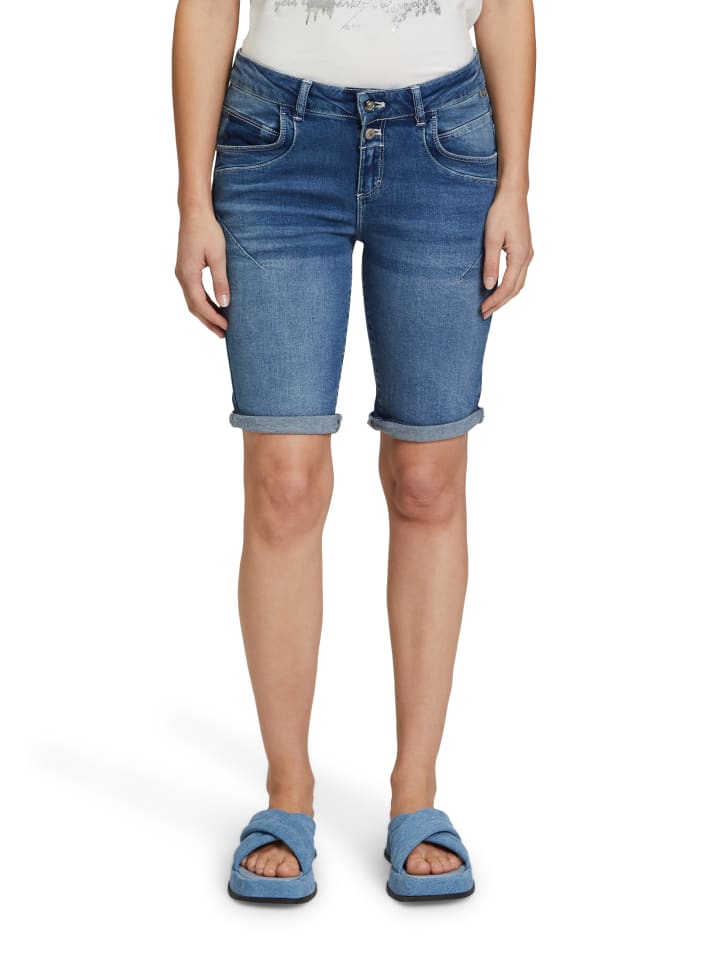 CARTOON Jeans-Shorts mit Stickerei in Blau günstig kaufen 36