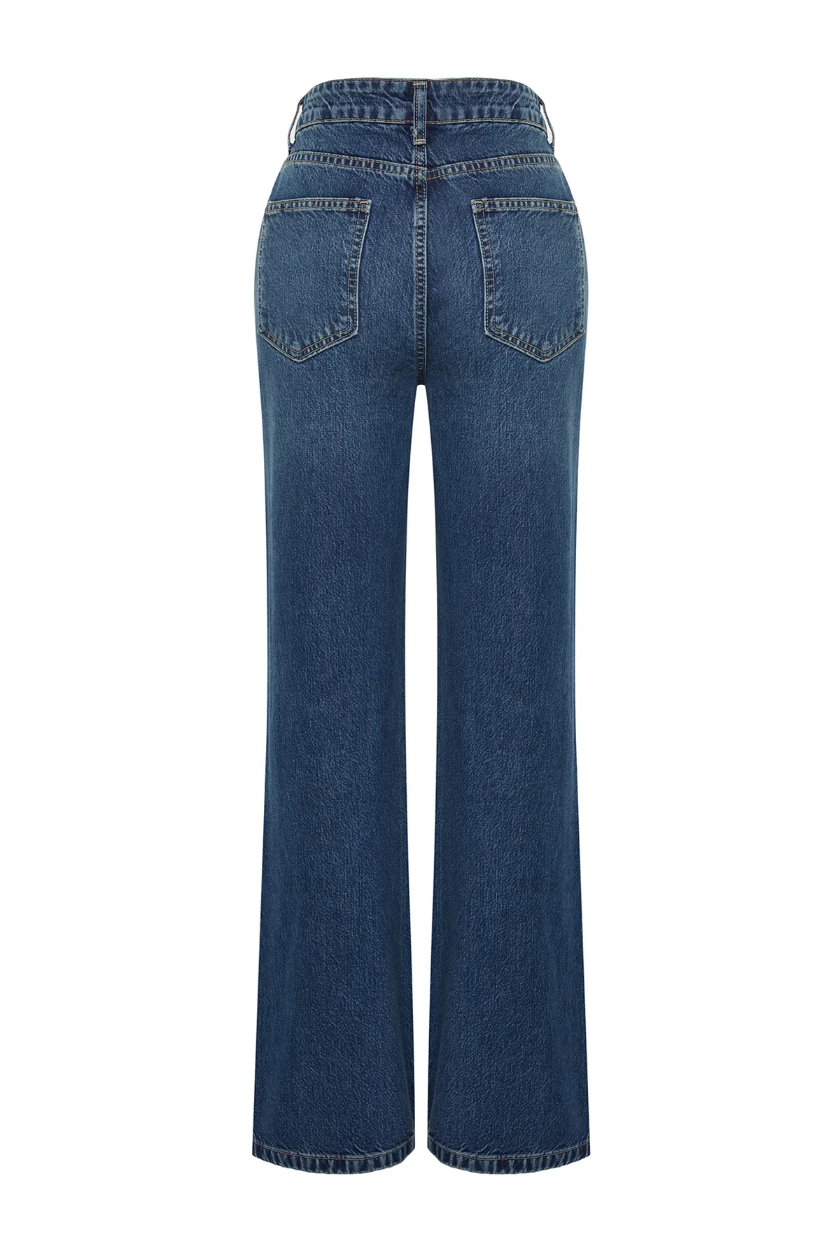 Trendyol Collection  Blaue, nachhaltigere, zerrissene Jeans mit hoher Taille und weitem Bein TWOSS24JE00023